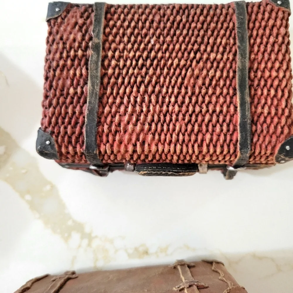3 miniature resin suitcases